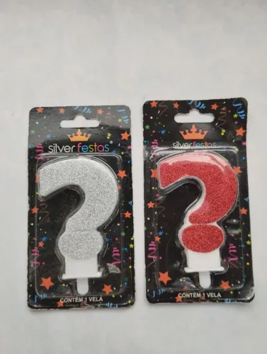 Vela de Aniversário silver festas (ponto de interrogação)