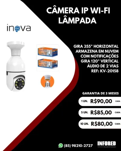 Câmera IP wi-fi lâmpada Inova KV-20158