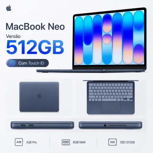 MacBook Neo 512GB SSD A18 Pro 8GB RAM Touch ID - Novo Lacrado