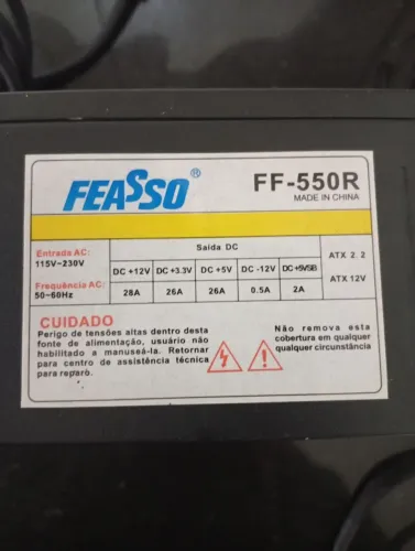 Fonte Pc Feasso ATX 2.2 12V entrada 220V ou 110V automática