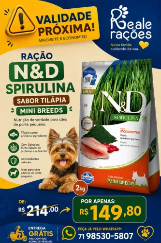 Ração cães N&D raças pequenas 2kg + entrega grátis