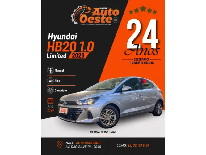 Hyundai HB20 Limited 1.0 Flex 12V Mec. 2026