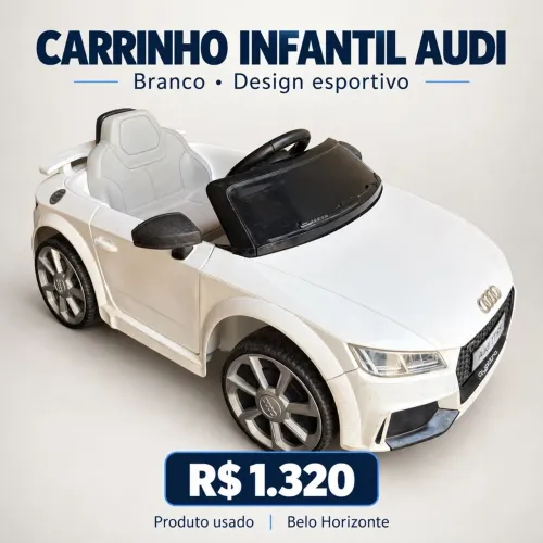 Carrinho elétrico infantil Audi branco - estilo esportivo
