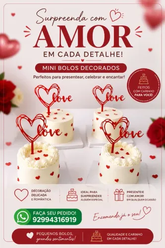Bolo Decorado para Presente | Mini Bolos Personalizados Manaus