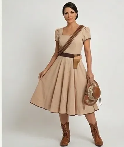 Vestido de Cangaceira Estilizado - Traje Típico para Festas Juninas