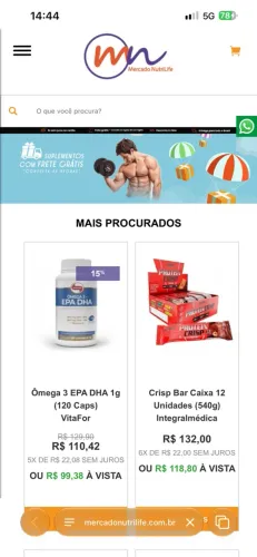 Franquia Mercado NutriLife - Loja Virtual de Suplementos