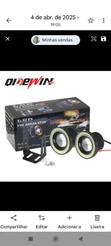 Par farol milha universal led com Angel Eyes 