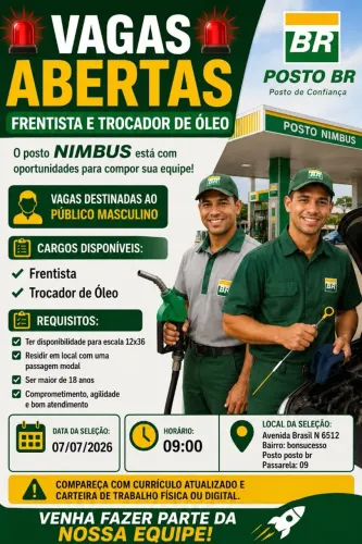Vagas para frentista e lubrificador