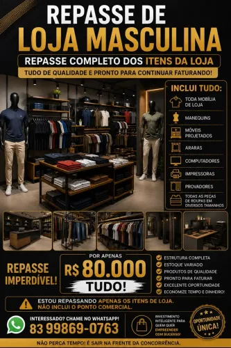REPASSE MATERIAL LOJA MASCULINA
