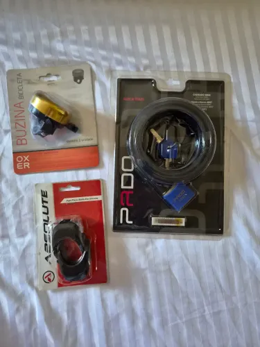 Kit Tranca + Buzina + Luz para bicicleta