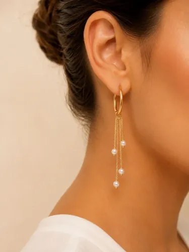 Par de Brincos Pearl em Ouro 18K