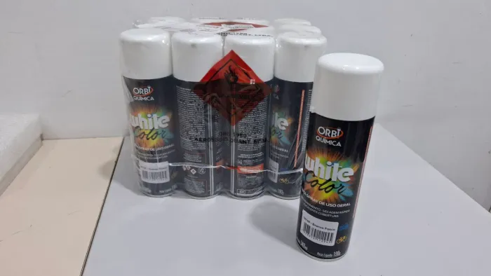 Tinta Spray 240ml Orbi Branco Fosco, Pack com 12un