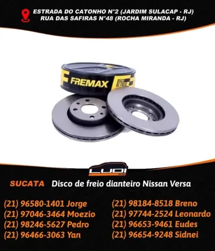 Disco de freio dianteiro Nissan Versa