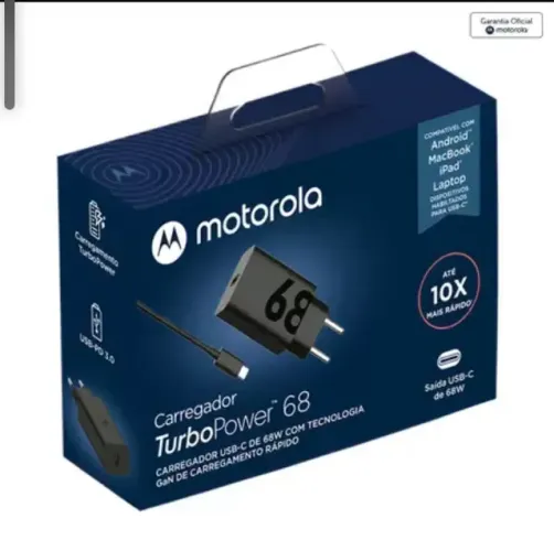 Carregador Motorola Turbo Power 68w Carregamento Rápido 1 linha
