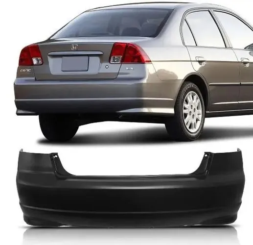 Parachoque Traseiro Honda Civic 2004 à 2006 - Preto Liso - TYG