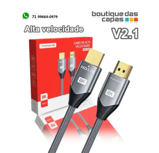 Cabo HDMI X HDMI Ultra HD 2.1 8K Alta Velocidade 3 Metros - TOMATE MHD-8003