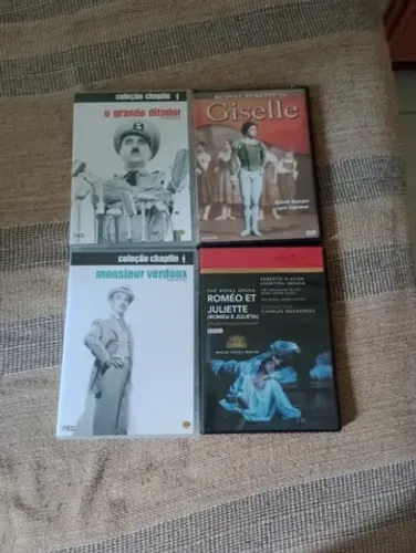 Lote de 4 DVDs Coleção Charlie Chaplin e Clássicos de Ópera e Ballet