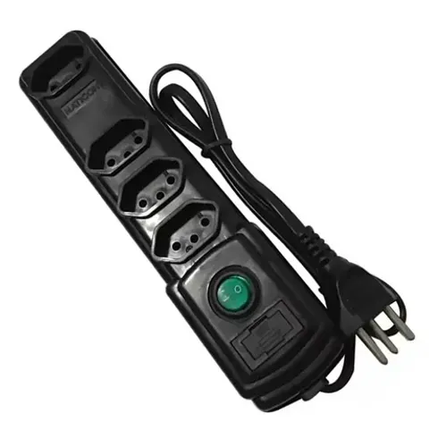 Régua Extensão Elétrica 4 Tomada Filtro Linha Bivolt Preta