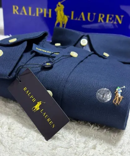 Camisa Manga Longa Oxford Polo Ralph Lauren - Azul Marinho - Tam. GG