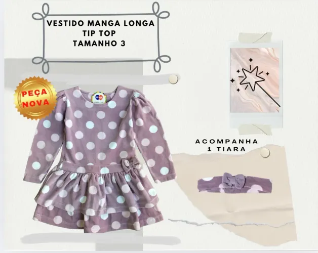 Vestido manga longa - 3 anos