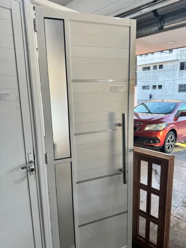 Portas de alumínio lambril branco 80cm - Super Promoção