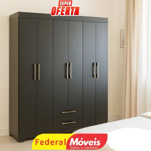 Guarda Roupa 6 Portas e 2 Gavetas Novo - Investimento Certeiro para Sua Casa