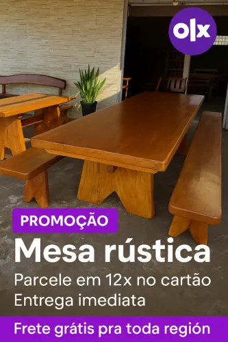 Imponente e Durável: Mesa Rústica Ideal para Churrasco ou Varanda