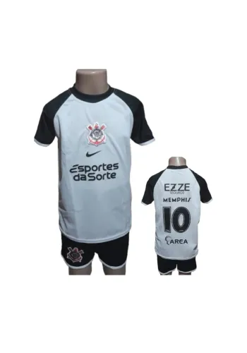 Camisa de Futebol Corinthians Infantil - Tamanho 4,6,8,10,12,14
