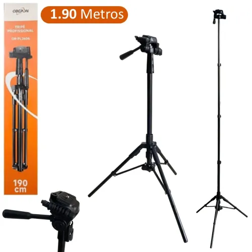 Tripé para Câmera Fotográfica e Celular 61cm até 1,90 Metros Ajustável - Oberon