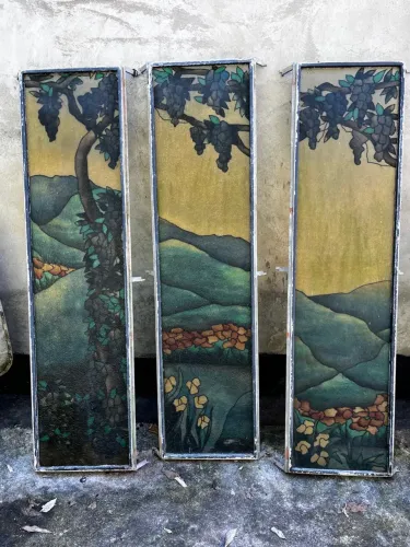 Vitro fixo 3 peças  vintage estilo vitral 