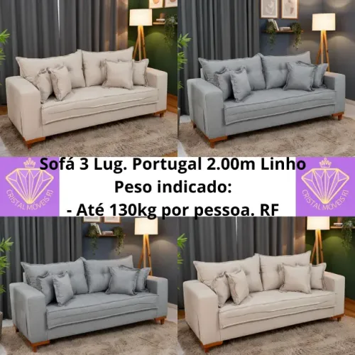 Sofá 3 Lug. Portugal 2.00m Linho