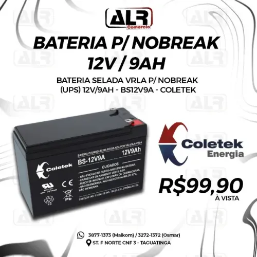 BATERIA SELADA P/ NOBREAK 12V 9AH COLETEK- 9 AMPER