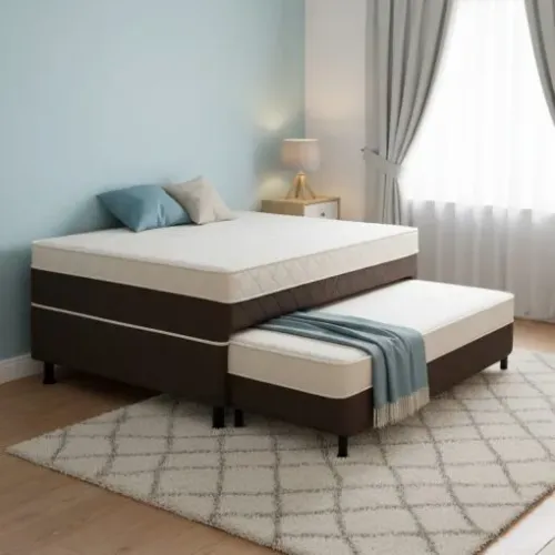 Em estoque!! Cama Box Solteiro Ortopedica D33 com Auxiliar Marrom