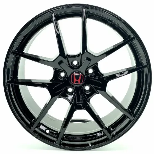 JOGO DE RODAS HONDA TYPE-R ARO 19X8,5 PRETA BRILHANTE 5X114 ET 40