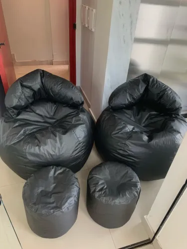Puff bola de encosto + apoio para os pés 