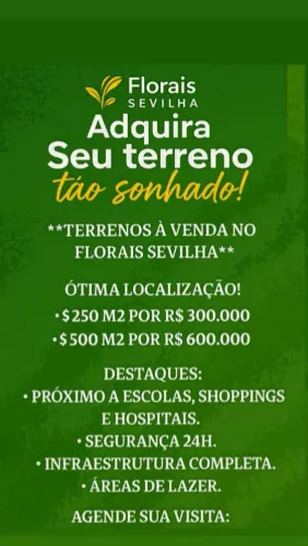 Vende-se terreno com 250m2 no Condomínio Florais Sevilha em Várzea Grande-MT