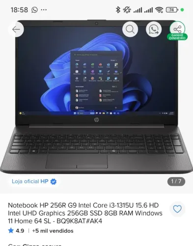 Notebook Hp novo na caixa