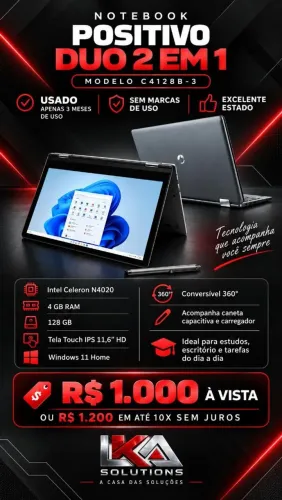 NOTEBOOK POSITIVO 2 EM 1 TABLET COM CANETA