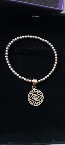 Pulseira Prata 925 com pingente de olho grego 