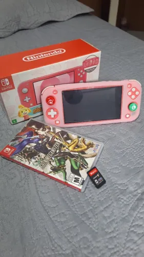 Nintendo Switch Lite Ed. Animal Crossing Desbloqueado + Jogo Físico + Acessórios