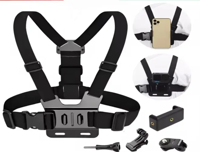 suporte de peito ajustável para celular e câmera gopro no peito para moto bicicleta carro