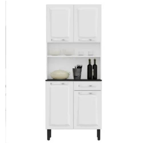 Armário de cozinha, aço compacto 4 portas, 1 gaveta Itatiaia prakita branco