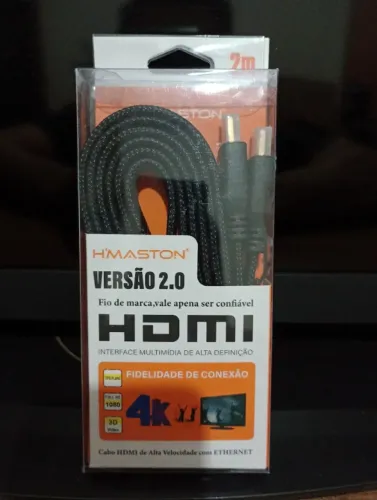 Cabo HDMI 2 Metros, Full HD, 4K, 3D, 1080i. Super Resistente Trançado Em Nylon, Anti Nó.