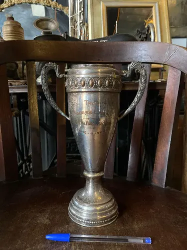 Antigo troféu em banho de prata mocidade liberal 1929 (ref:322)
