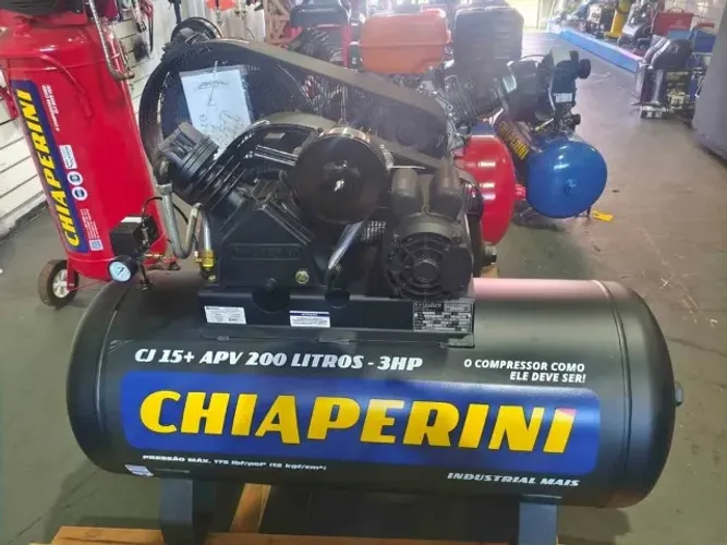 Compressor de Ar 200L 175 psi Motor 3cv Monofasico 15pes - Chiaperini (Novo)