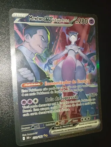 Carta Pokémon Mewtwo EX da Equipe Rocket ilustração Rara Especial NM Perfeita