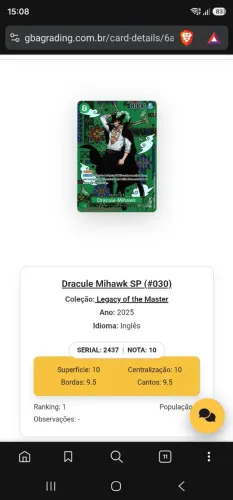 One Piece Card Game Mihawk SP OP14 GBA10