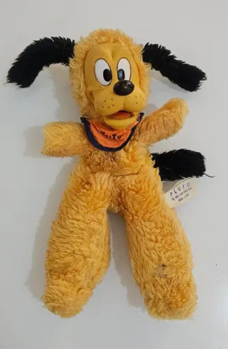 Pelúcia Pluto Rosto de Borracha Walt Disney Productions Anos 70