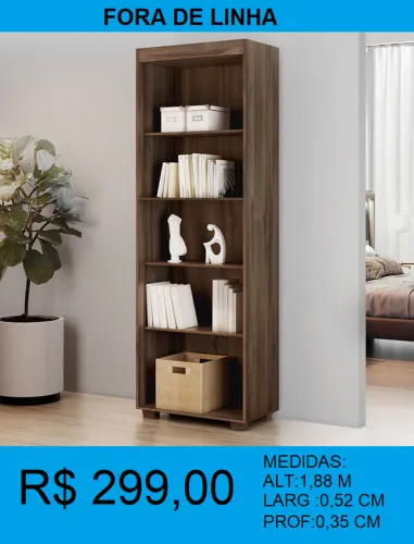 Livreiro/multiuso larg:52cm alt:1,88m - à pronta entrega