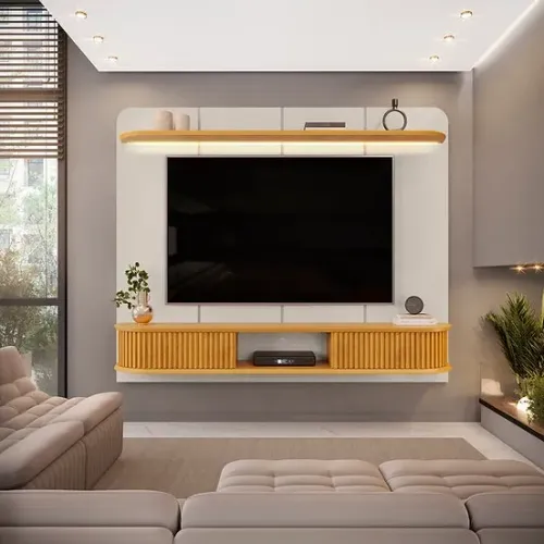 Painel Capri 100% MDF Ripado com LED p/ TV até 75' - Entrega e montagem grátis pra Fortal